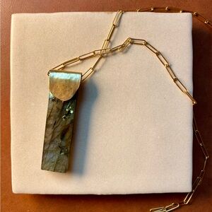 Gold-Tone Labradorite Pendant Necklace - Women Jewelry